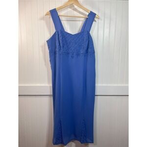 Karen Miller Dress Blue Beaded Glam Mob Wife Formal Evening Gown Vtg 10 MOTB